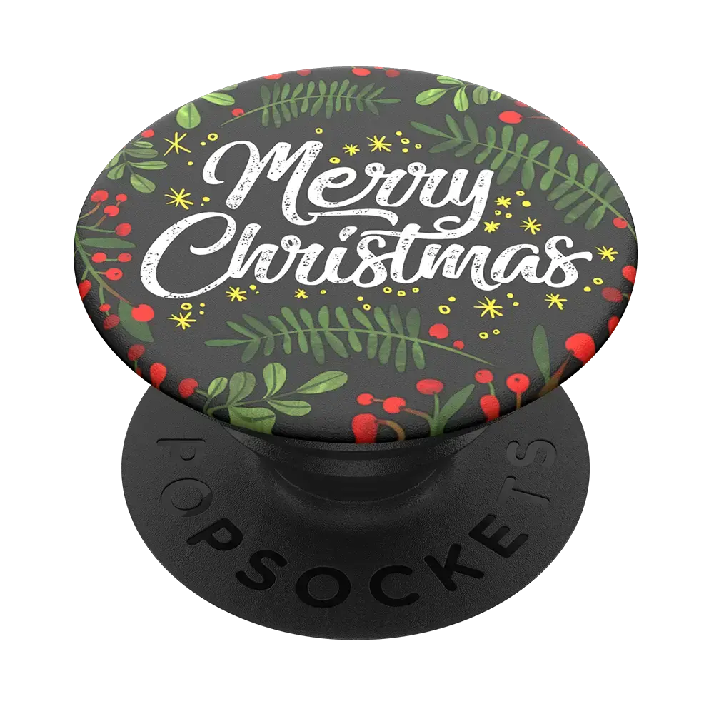 PopSockets Phone Grip - Merry Christmas, Compact and Stylish Design for Enhanced Mobile Use Plastic Stick Cellphone Smartphone