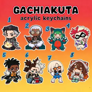 GACHIAKUTA Acrylic Keychains, Amo, August, Guita, and Dear Santa keychains fanmade