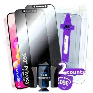 KAYKWONG'S 360 Degree Anti-spy Privacy Tempered Glass, Automatic Alignment Phone Screen Protector with Installation Tools, Phone Accessories for iPhone 11 12 13 14 15 16, Cases