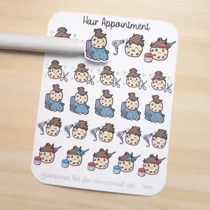 Hair Appointment Cookie Stickers – Haircut, Blow Dry, Hair Salon, & Hair Dye Planner Stickers