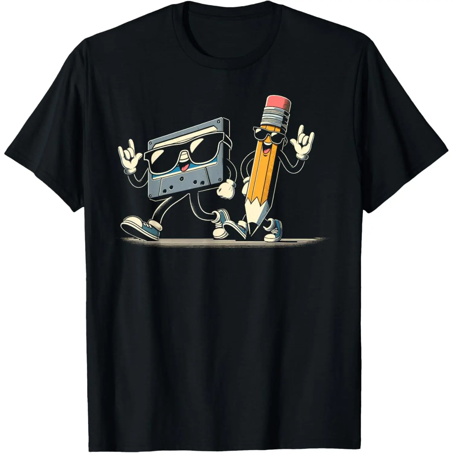 Men's Casual 80s Retro Cassette Tee, Soft Breathable Streetwear Fashion Crewneck for Daily Wear, Sports, Menswear, Regular Fit, Shortsleeve, T-Shirt, Cotton, Fabric