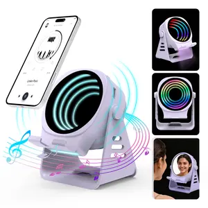 MEKO 2026 Speaker with Phone Stand  5 in 1 Wireless Induction Bluetooth Audio for iPhone Tablet Speakers Amplifier with Rechargeable Colorful Light, Mirror,Birthday Gifts for Men Women Teens