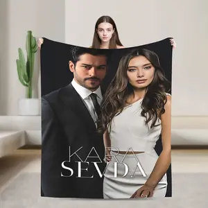 Kara Sevda Flannel Blanket |   Multifunctional, For All Seasons, Polyester, Digital Printing, 250-300 g/ ㎡
