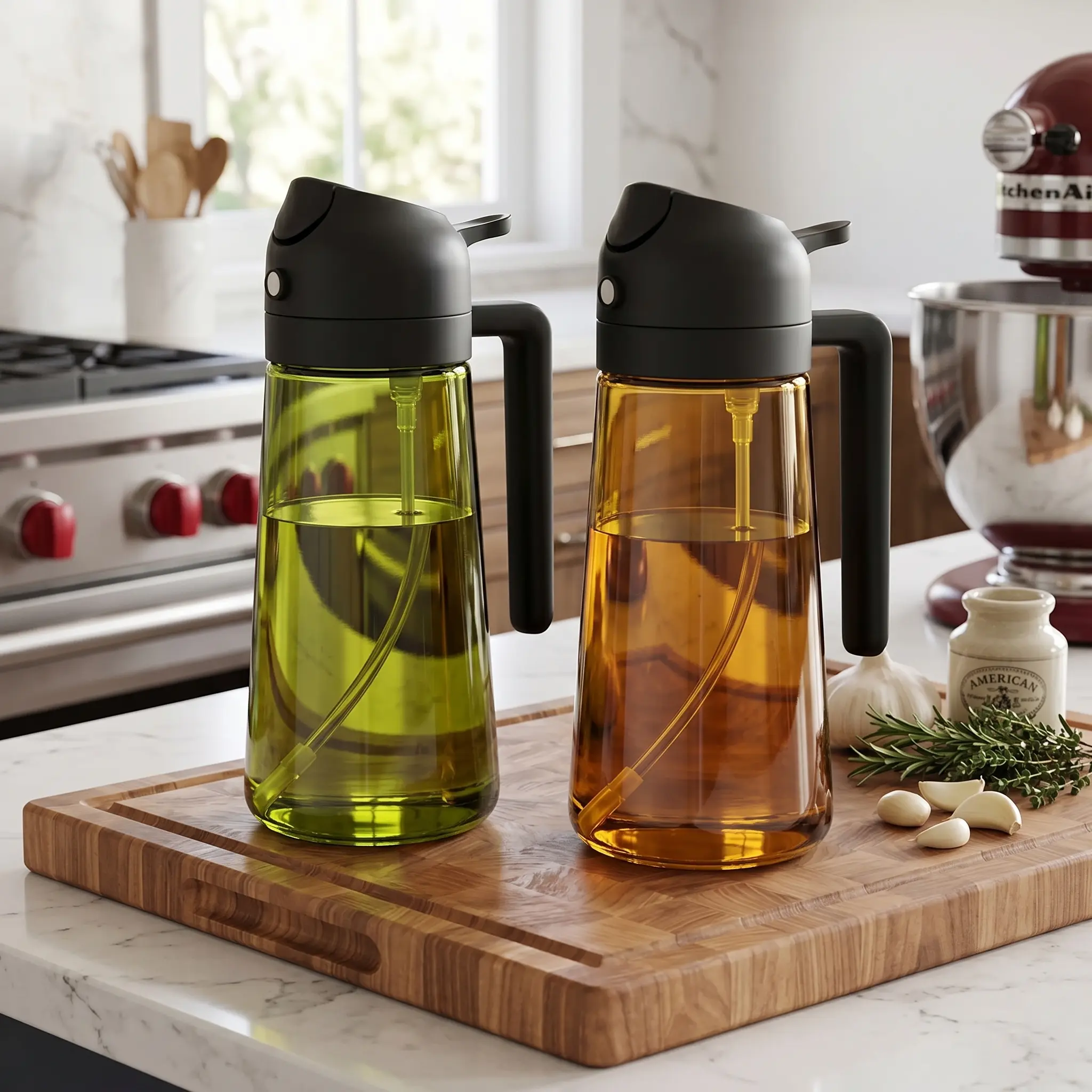 2-in-1 Olive Oil Dispenser Bottle | Spray & Pour Cooking Oil Sprayer for Kitchen