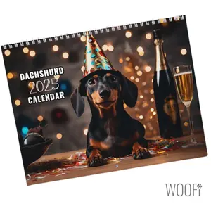 Dachshund Calendar 2025, Doxie Wall Gift, 12 Month Hanging Wall Calendar, Desktop Calendar 2025, Dog lover, Support Dog Shelters