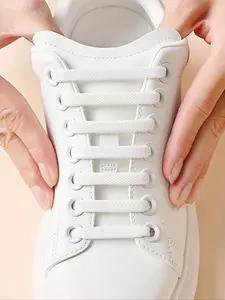 16 Pcs No-Tie Elastic Silicone Shoe Laces, Durable Comfortable Easy Clean, Suitable for Sports Shoes, Sneakers, Casual Shoes, All Seasons Daily Wear
