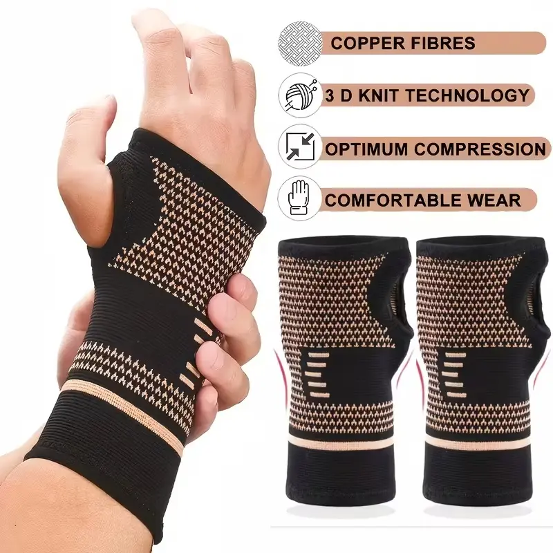 1 Pair Copper-Infused Wrist Braces with djustable Strap & Copper Palm-Slip Wrist Stabilizers for Carpal Tunnel & Prevention, Carpal Tunnel Wrist Brace, Wrist Brace For Carpal Tunnel, Hand Brace, Wrist Compression,best friend birthday gift tiktokshopspring