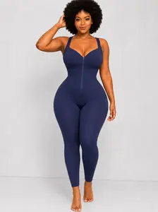 Sculpt Touch Snatch Zip-Up Tummy Control Shaping Jumpsuit High-Stretch Slimming Waist-Sculpt Yoga Set