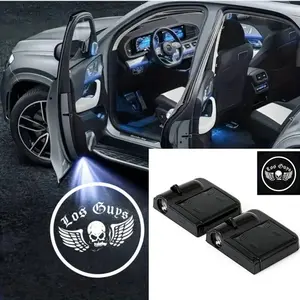 2/4 Pack Skull Pattern Car Door Welcome Lights, Wireless Induction Projector Lamp, HD Fade Resistant Door Step Ambient Light, Universal for Sedan, SUV, MPV, Pickup Truck