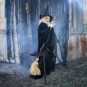 6 Ft. Lifesize Flying Witch Outdoor Animated Prop