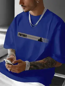 Men's Regular Fit Geometric Print Short Sleeve T-Shirt, Casual Street Crew Neck Tee for Summer, Fashion Men's Top for Daily Wear, Tropical, Casual Style Tee