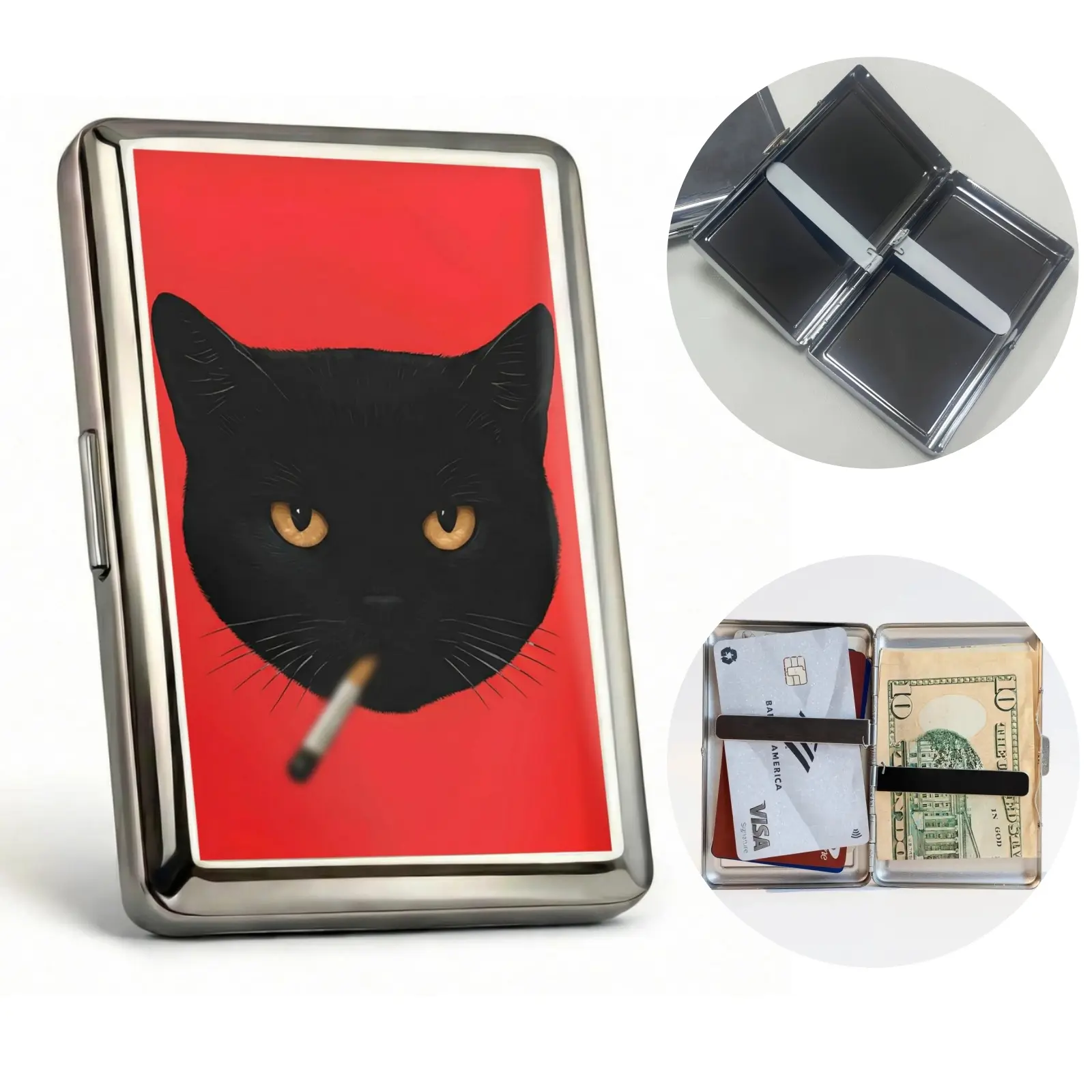 Vintage - Style Versatile Card & Cash Case, Women and Men Easy Snap Business Card Box for Credit Cards Cash Id Business Cards