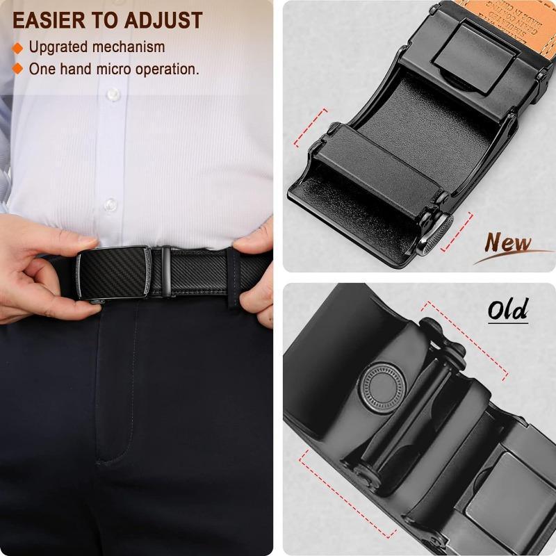 Zitahli Men's Ratchet Slide Belt Dress with 1 3/8" Premium Leather and Easier Adjustable Automatic Buckle