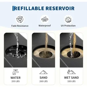 Patio Umbrella Base 330lb Capacity Cantilever Umbrellas Weight Stand Umbrella Base Filled with Water or Sand for 10-15FT Outdoor, Garden, Deck, Poolside Umbrellas Use, Black