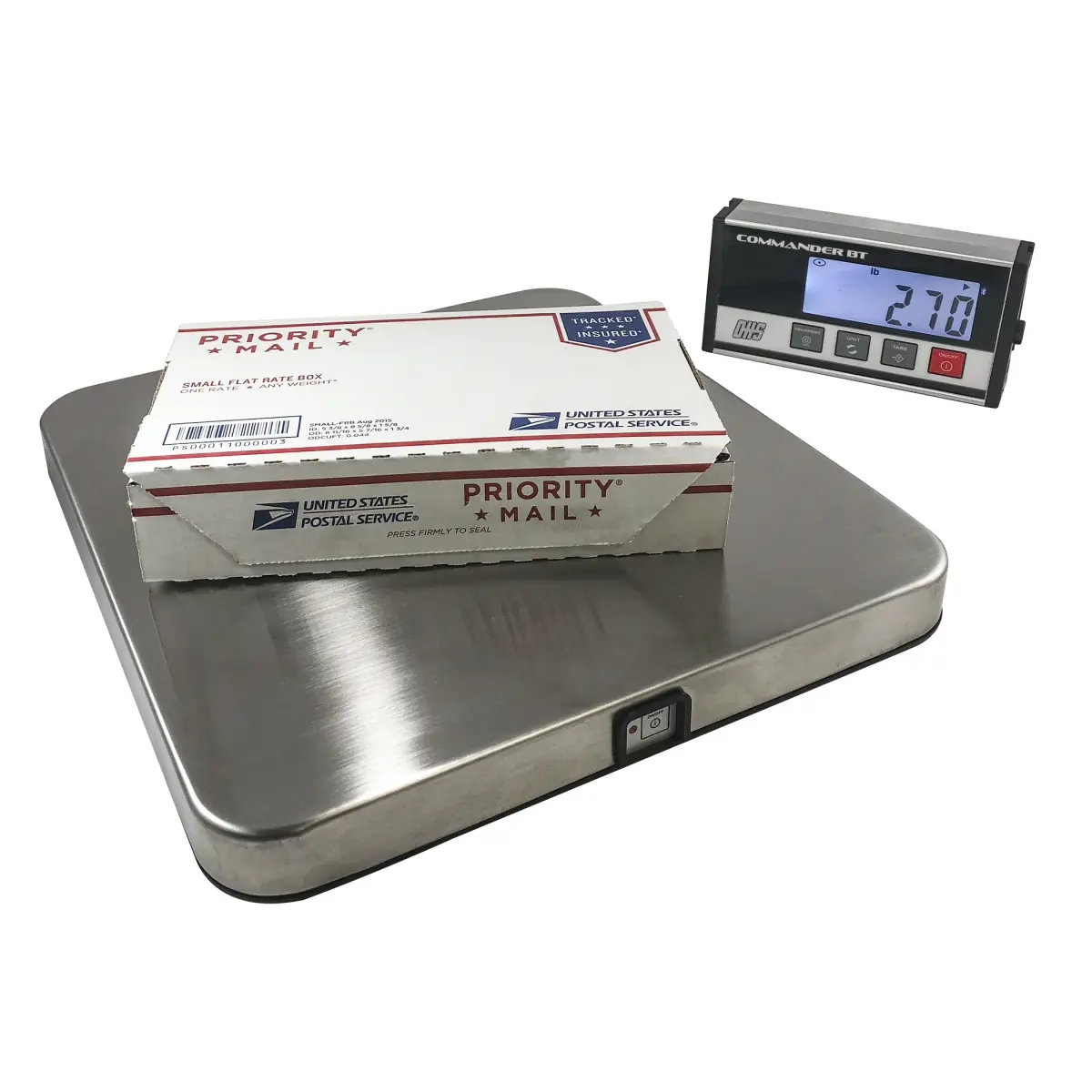 Optima Home Scales CMD-330-BT Commander Stainless Steel Shipping Platform Scale, Bluetooth Indicator, 330 lbs Capacity, 6 lbs Minimum Weight, Backlit Display, for Commercial & Industrial Use