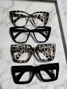 4 Pairs of Classic Unisex Minimalist Frame Non-Prescription Glasses, Leopard Pattern Eyeglasses, Perfect for Daily Life, Driving, and Street Fashion