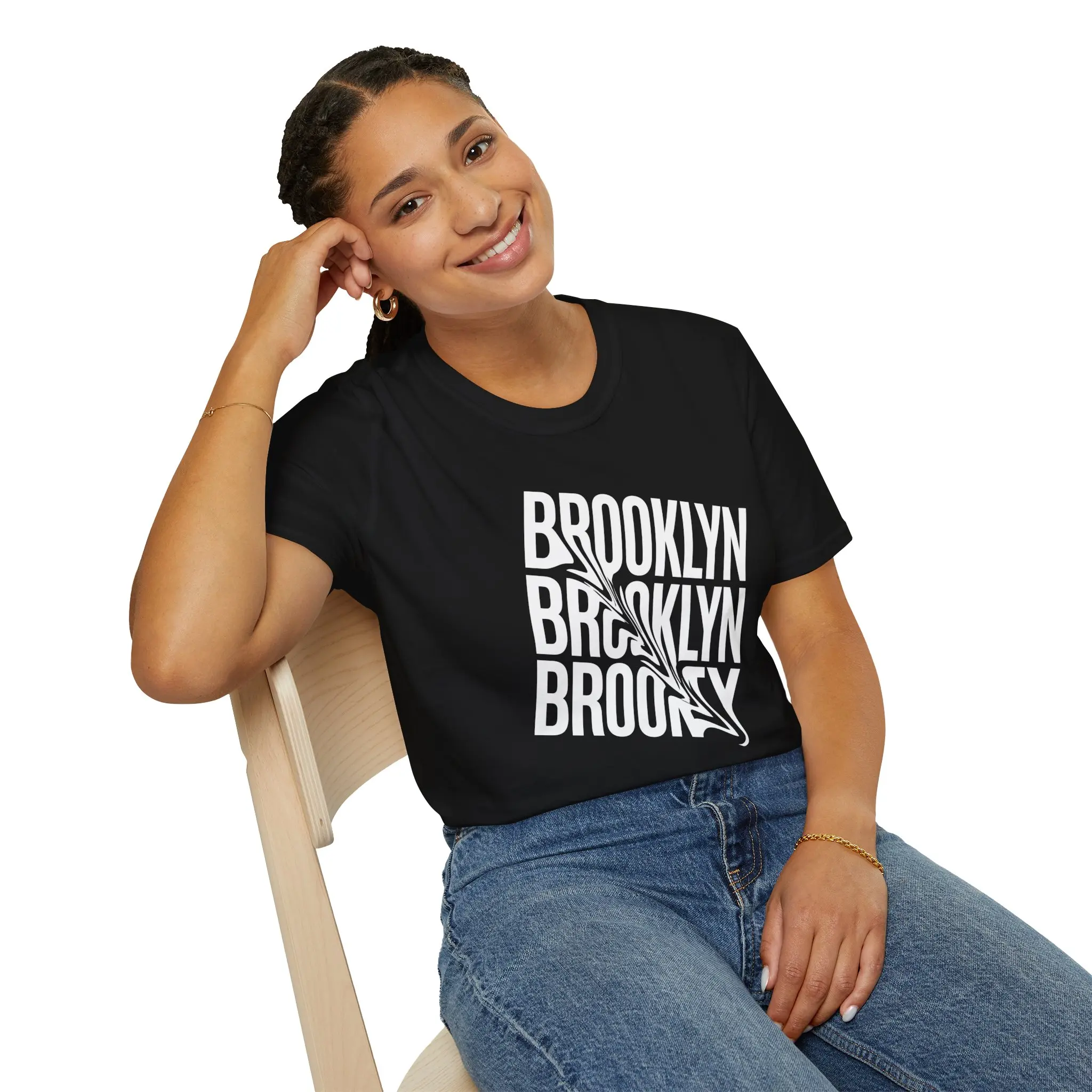 Brooklyn Repeat Text T-Shirt | Folded Typography Tee backtoschool