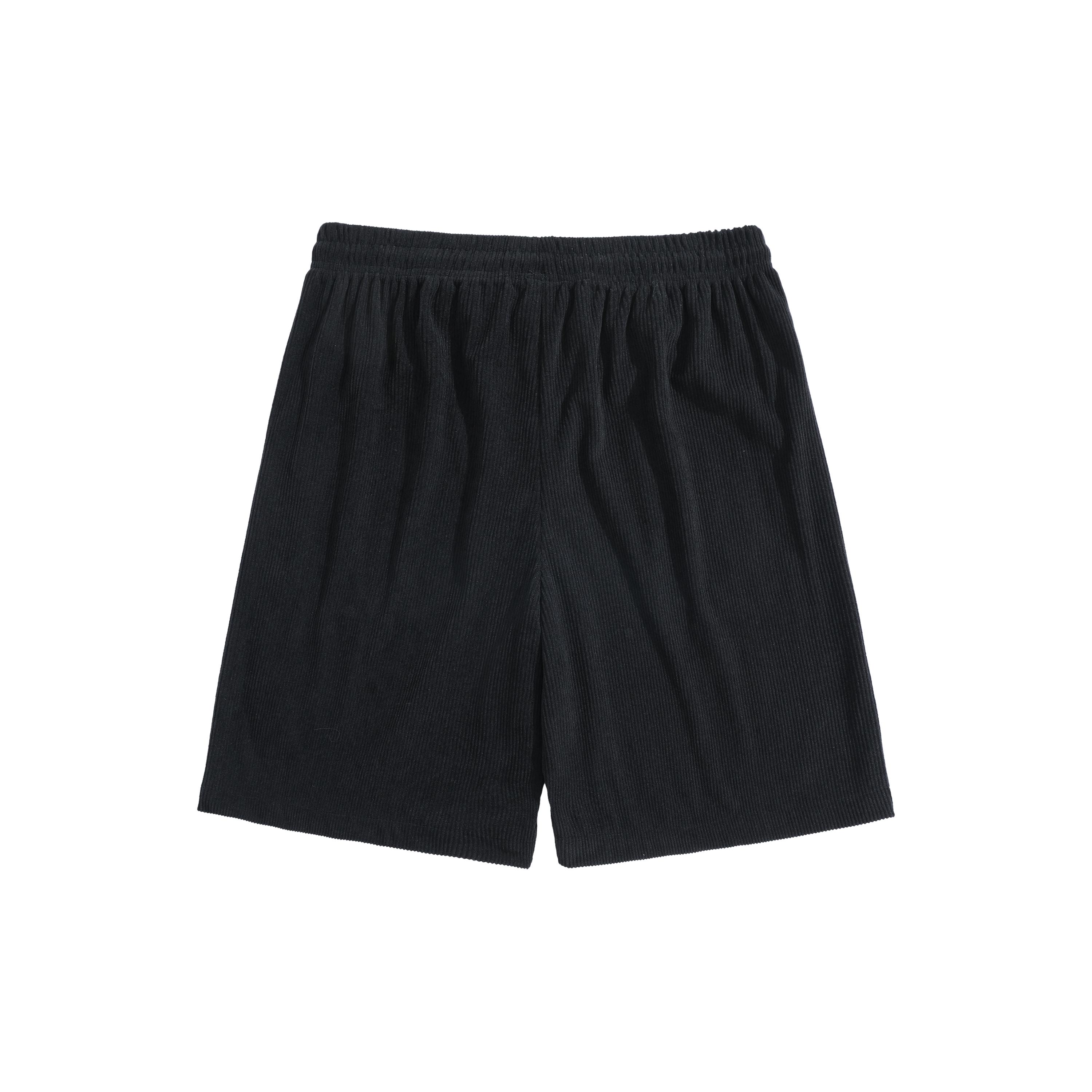 Men’s corduroy casual shorts, loose straight cut, summer minimalist versatile beach shorts
