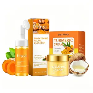 [Set] Turmeric Foaming Cleanser + Turmeric Moisturizer, Gentle Exfoliating Cleanser, Oil-Control Cleanser, Hydrating and Nourishing Unisex Cleanser, Turmeric Brightening Cleanser