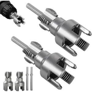 2 count Pipe Threading Tool, 1/2" & 3/4" Dual-Function Internal & External Pipe Threader Kit, Alloy Steel Thread  Tool for Water Pipes, Electric Drill Compatible,  DIY Plumbing Solution