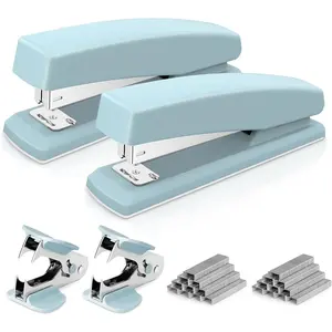 Stapler, Desktop Stapler, 2 Pack, Office Stapler, 25 Sheet Capacity, Includes 2000 Staples and 2 Staple Removers, 2 Pack, Blue