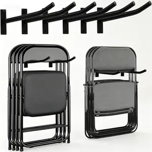 Heavy-Duty Wall Mounted Storage Rack, Folding Mechanism Organizer for Garage Tools, Space-Saving Holder for Ladders, Tires, and Strollers, Reusable and Durable, Multi-Purpose Hanger for Garden Equipment and Chairs (3-Pack, Black)