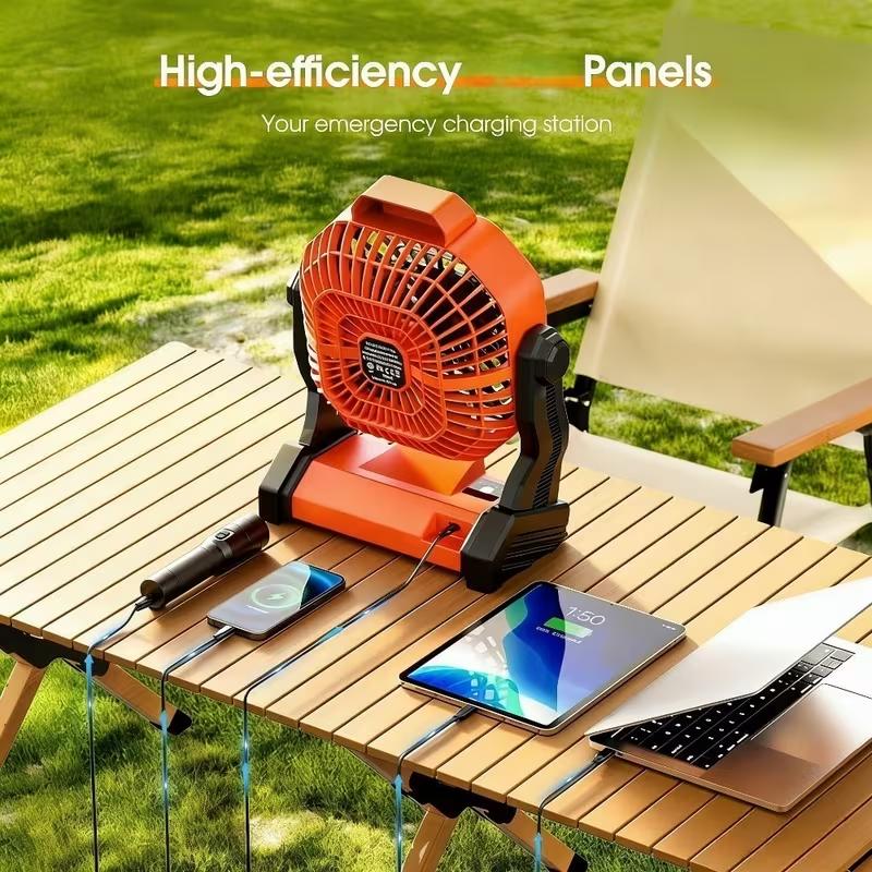 Portable USB Rechargeable Fan & Emergency with 7800mAh Battery Suitable for Camping, Picnic, Party, /Outdoor Use - Cooling Fan for Tent, Room, Battery Operated Ceiling/Table Fan for and Outdoor