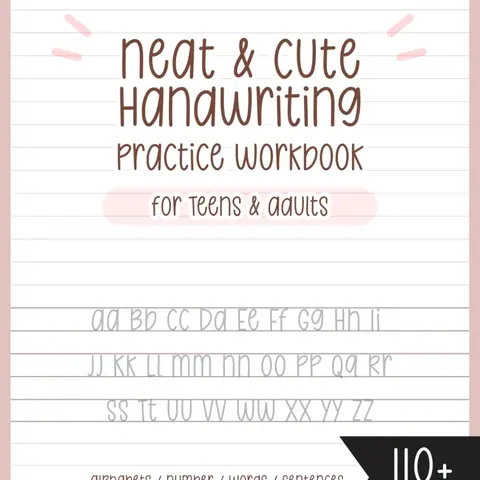 Neat and Cute Handwriting practice Workbook for adults and Teens: Improve your handwriting skill & Practice with Monoline lettering Practice Page, ... worksheet for adults, My Chewycake font