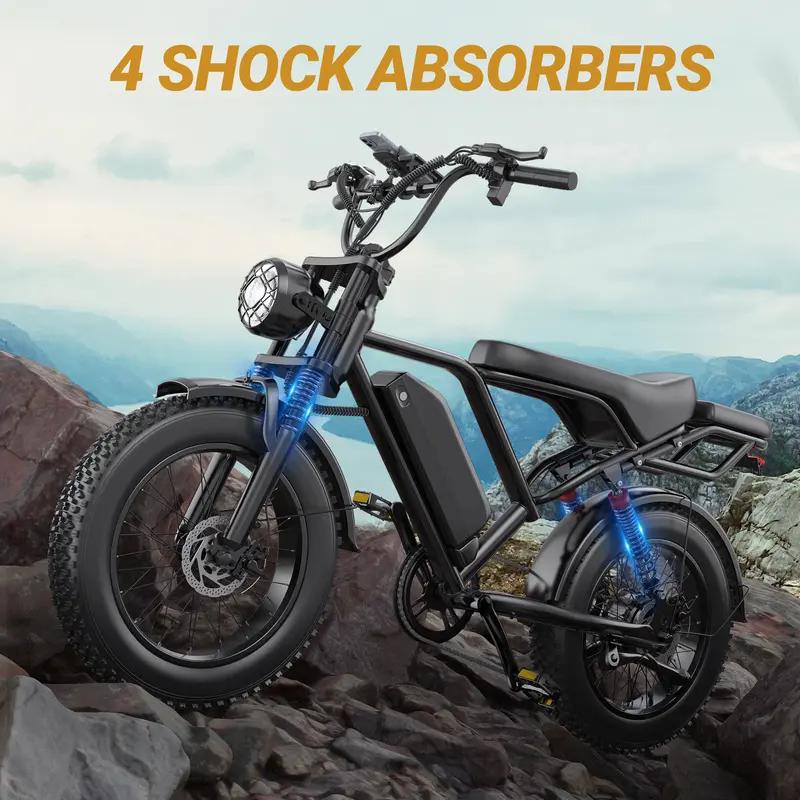 Qlaway BK20 Electric ebike | Peak Power 1500W | Full Suspension | Top Speed 31 MPH | Range 40-70 Miles | 48V 18Ah Removable Battery | 2-Seater Design | LED Headlights | 20-Inch All-Terrain Fat Tires | UL 2849 Certified ebike