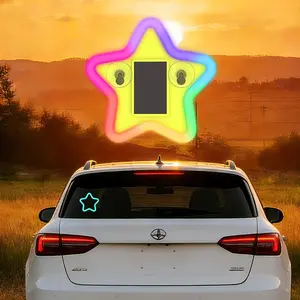 Star Solar Car Interior Ambient Neon Light, RGB 7 Colors Music Atmosphere Lamp, Solar & Type-C Rechargeable, Vibration & Light Sensor Suction Cup Star LED Night Light, 6 Modes Color Changing Decor Light for Car Window Windshield, Car Ambient Lighting