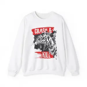 Tiger Crash Unisex Sweatshirt, Wildlife Jungle Animal Graphic Jumper, Gift for Nature Lovers, Tiger Lover Crewneck, Safari Adventure