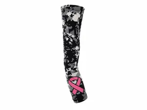 Cancer Awareness Black-White Camo Compression Arm Sleeve - Youth & Adult Sizes, UV Protection, Sports & Outdoor Use
