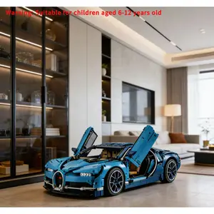 Technical 3599Pcs 1:8 Blue Chirons Racing Car Building Blocks Super Sports Vehicle Assemble Bricks Toys Gifts For Kids Boy Adult