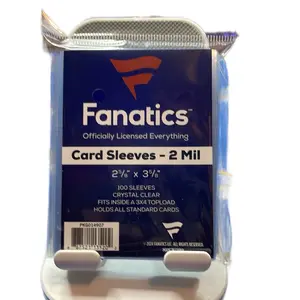 Fanatics Card Sleeves 2Mil 2 5/8x3 5/8 Crystal Clear 100 Sleeves Fits Inside 3x4 Topload PKG0314907