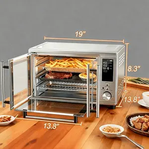 29.6QT Air Fryer Toaster Oven Combo, Dual Door Countertop Oven, 12-in-1 Functions, Stainless Steel, 450°F, 7 Accessories Included