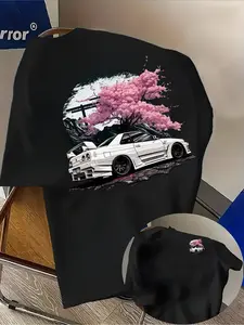 Men's Racing Graphic T-Shirt, Lightweight Breathable Fitted Tee for Car Enthusiasts, Casual Printed Shirt, Streetwear Top