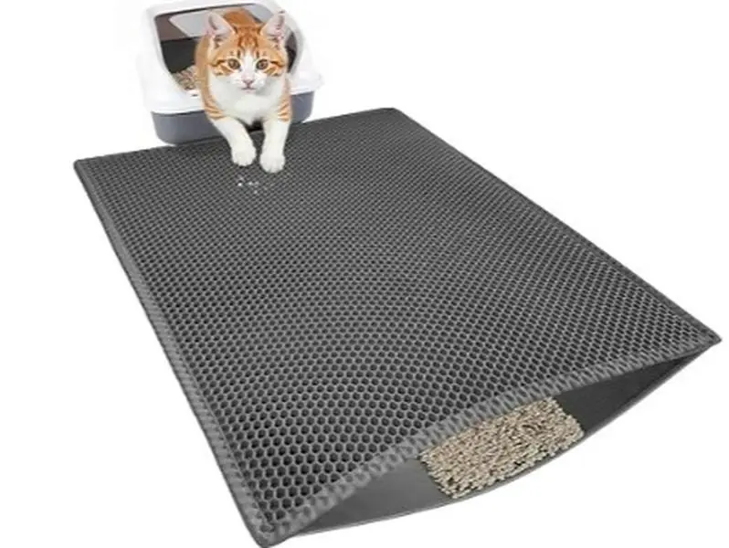 Double-Layer Honeycomb EVA Cat Litter Mat, Waterproof & Urine-Proof Non-Slip Litter Trapping Mat, Soft On Paws, Easy To Clean, Stop Litter Tracking For Indoor Cats#LitterTrackingSolution #CatSupplies #PetCleaning