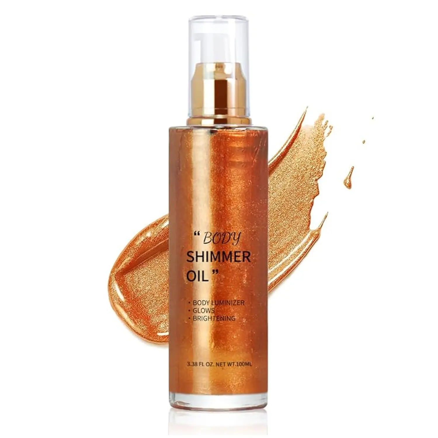 Bronze Gold Shimmer Body Oil - Illuminating Liquid Highlighter, Cosmetic Bronzer for Face and Body with Sun-Kissed Luminous Glow
