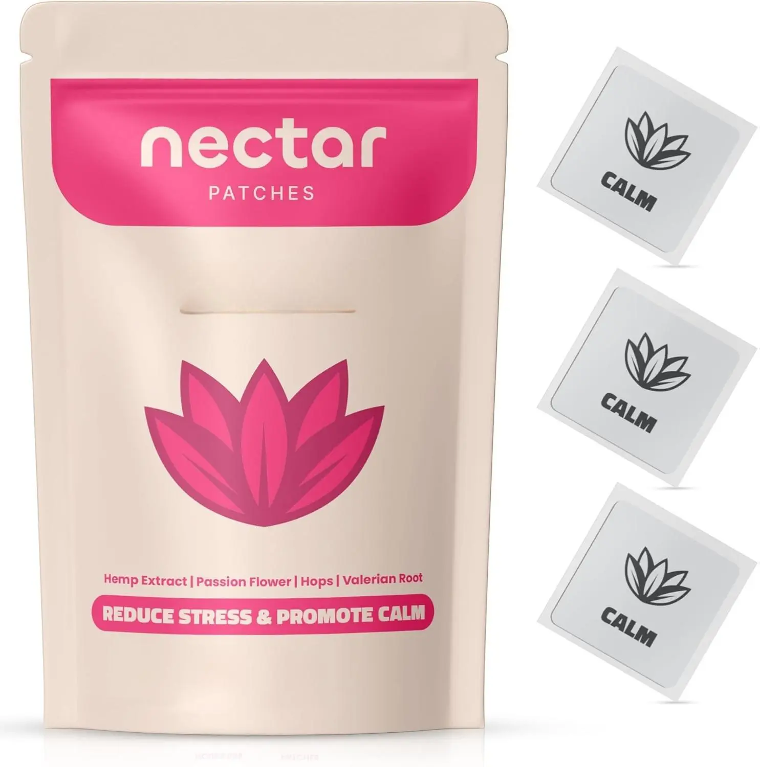 Nectar Calm Patches | 10-Pack for All-Day Relaxation & Unwinding | with Passion Flower & Valerian Root