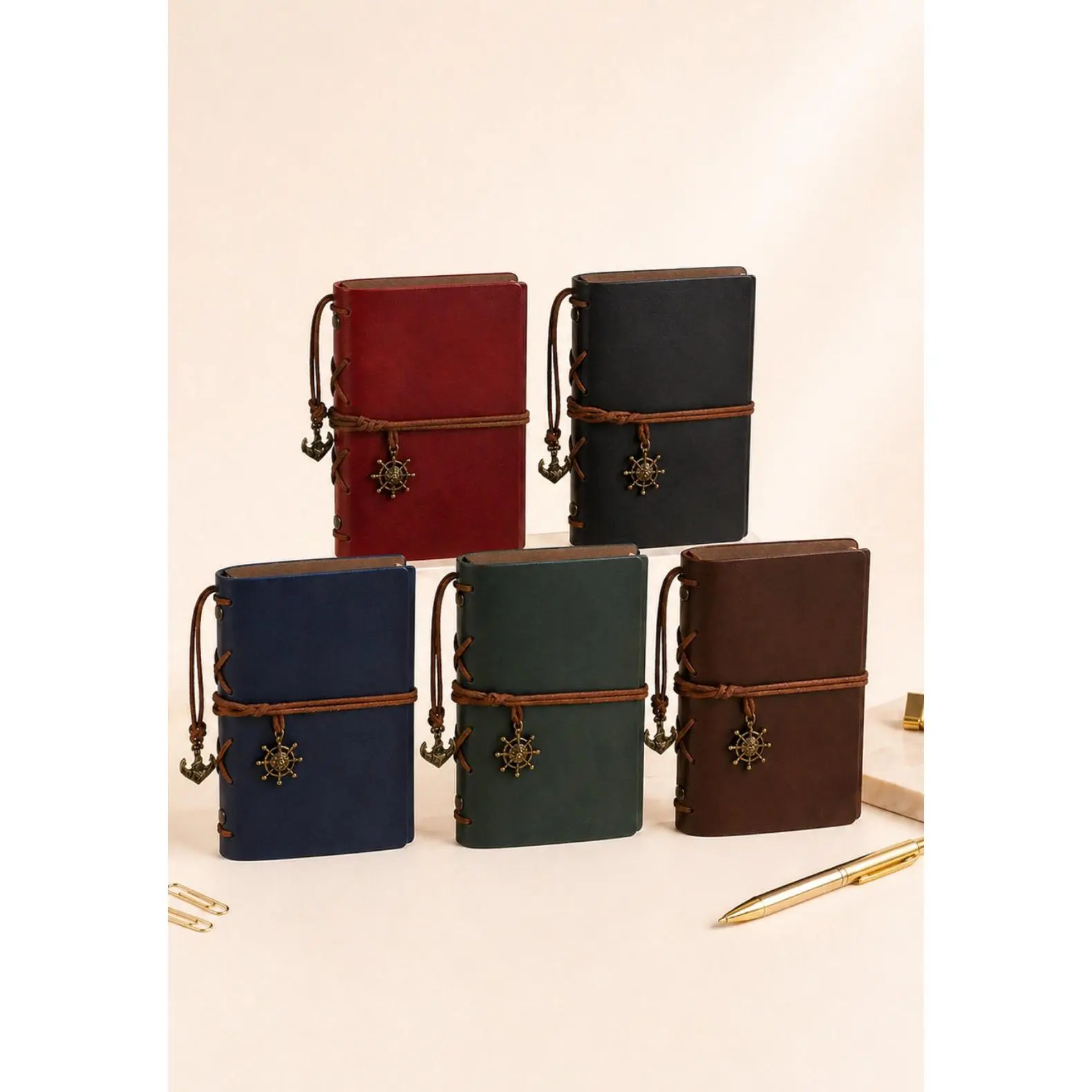 📗 A6 Leather Notebook — Vintage Refillable Journal (5 Colors)
