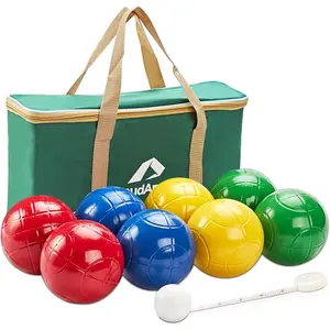 90mm Bocce Balls Set, Lighter Outdoor Bocce Game for Backyard/Lawn/Beach - Set of 8 Soft PE Balls & 1 Pallino & Nylon Carrying Case & Measuring Tape for Kids Teens Beginners