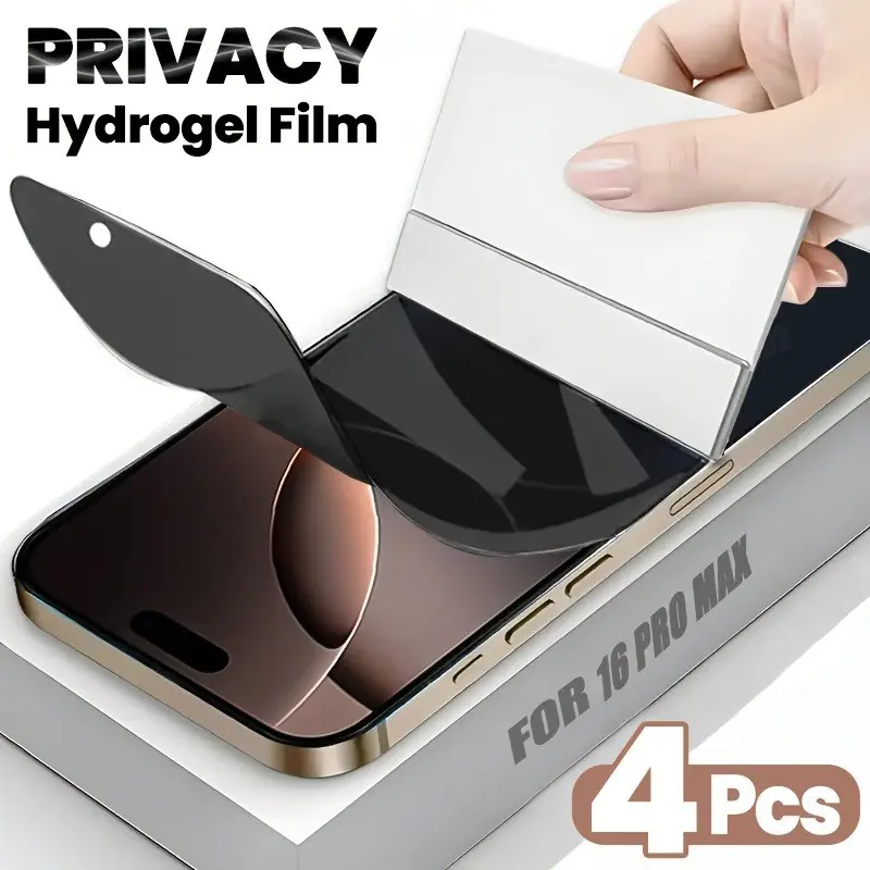 4 Pcs Anti-Spy Water Gel Screen Protector for Apple Samsung Galaxy S26 S25 S24 S23 S22 S21 Plus Ultra Edge FE A04 A14 A24 A34 A54 A05 A15 A25 A35 A55 Series, Accessories, Bubble-Free Full Screen Protection, High Transparency, Easy Installation