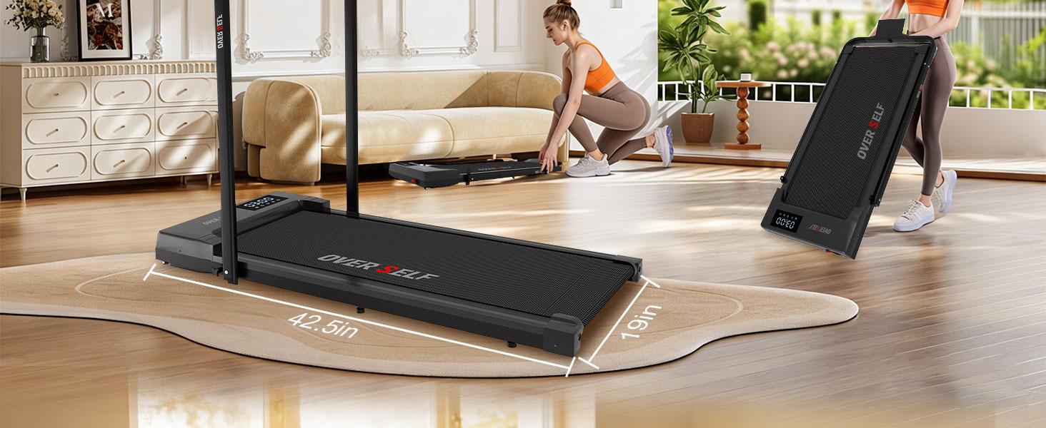 OVER SELF Walking pad Treadmill, 6.2MPH Portable Folding Treadmill with Handle Remote Control, Under Desk Treadmill Easy Storage Home Gym Fitness Equipment Workout Gear