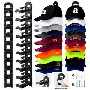 2 Hat Organizer For Baseball Caps Hat Rack For Men Wall-mounted Hat Storage with Strong Adhesive and Nail Hold up to 20 Hats Space-saving Hat Hanger for Closet Door Bedroom Easy Access Display Installation Cap Rack On Wall Hat Hook Decoration