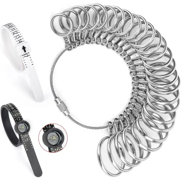 Ring Sizer Measuring Tool 27 Pcs with Half Size & 2 Pcs Reusable Finger Size Tape for Home Ring Size Measurement for Women & Men