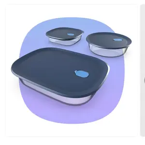 Tupperware Voila Glass Baking Dishes 3 Size Options Airtight Sealing Durable Borosilicate Glass for Extreme Temperatures Smart Fill Lines Portable Oven Safe Bakeware Plastic