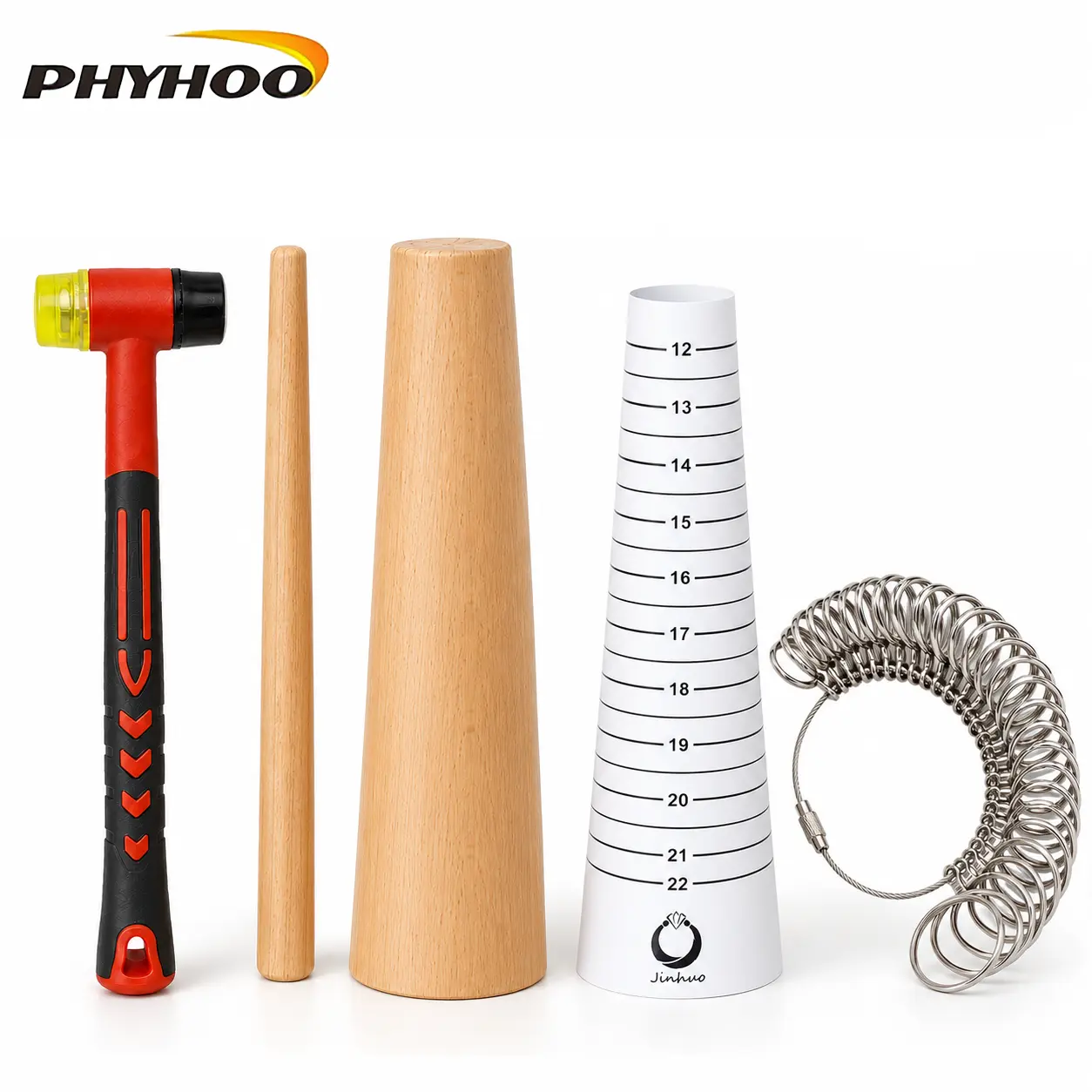 Bracelet Mandrel Tool Kit, Bangle Sizer & Shaping Set with Ring Sizer Gauge, Dual-Head Hammer and Wooden Mandrels for Jewelry Making and Repair