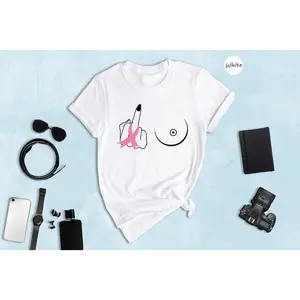 Middle Finger Breast Cancer Shirt, Breast Cancer Shirt, Cancer Support Shirt, Cancer Warrior Shirt, Motivational Shirt