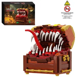 Mimic Chest Game Monster Building Toy Set, Creative Building Blocks, 366pcs Moc Construction Kit, Holiday Gift for Kids, Playset, Desktop Decoration