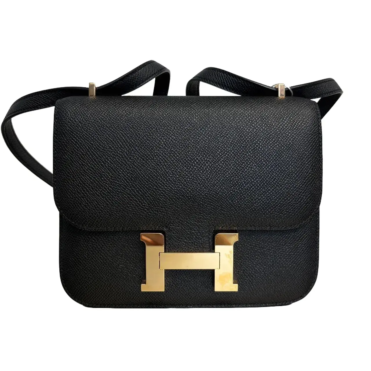 Pre-owned HERMÈS Leather Shoulder Bags CALUXB HERMES 2024 Constance 18 Epsom Black GHW stamp：W